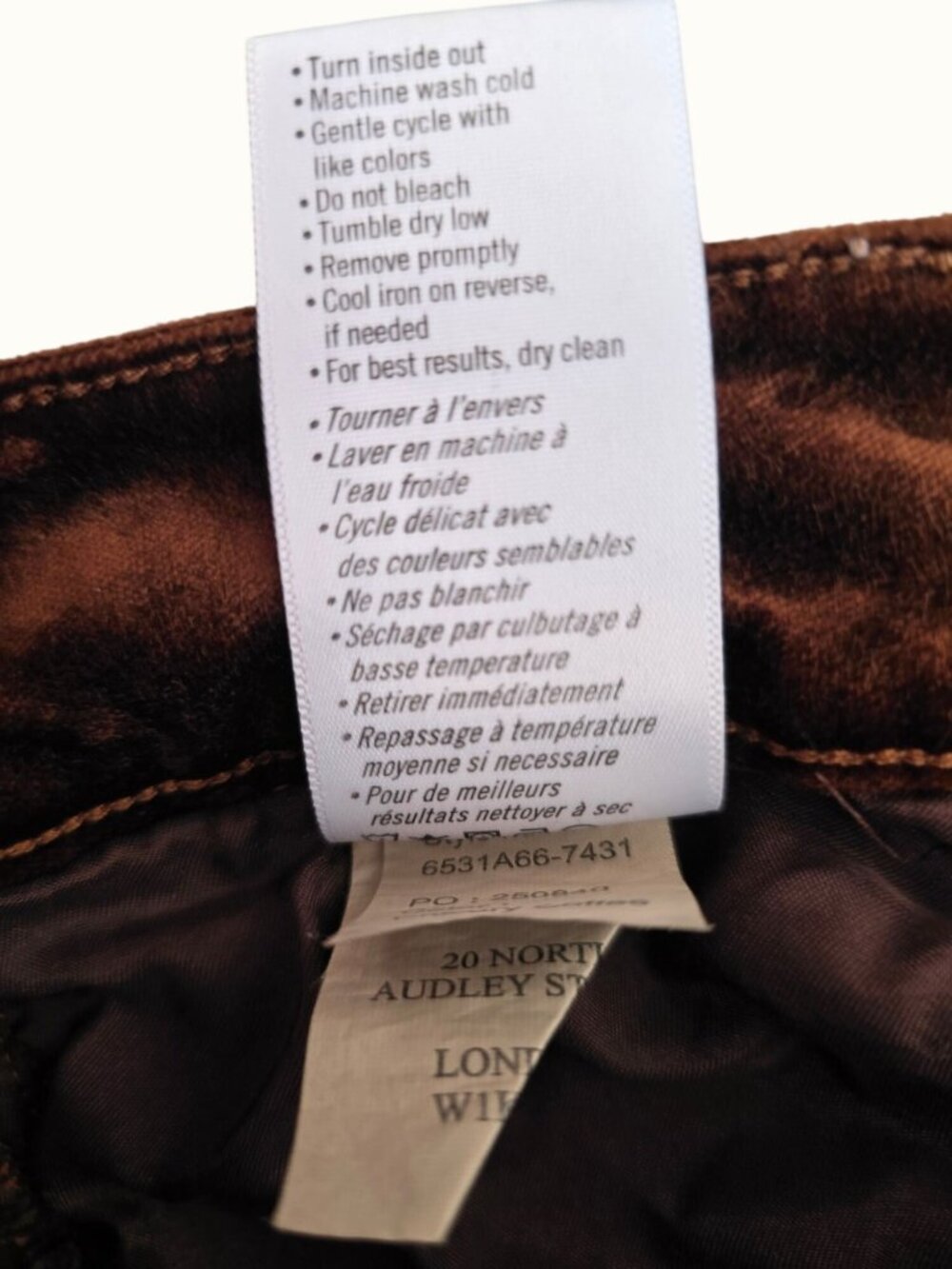 PAIGE Chicory Coffee Velvet Slim Straight Pants Womens Sz 28 Slit Hem Stretch - Picture 10 of 10